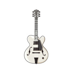 Naklejka premium White electric guitar with black details shown in full view against a black background