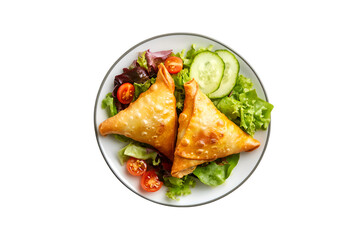Delicious Samosas with Fresh Salad a Tasty Treat,