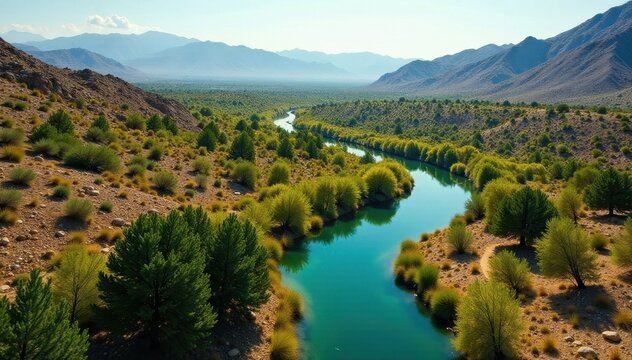 Stunning aerial vista of Tempisque meandering through Palo Verde's vibrant landscape , landscape, birds