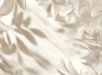 Obraz premium Beige background with blurred abstract foliage shadows for product display presentation