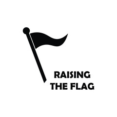 Minimalist black flag icon with the phrase 