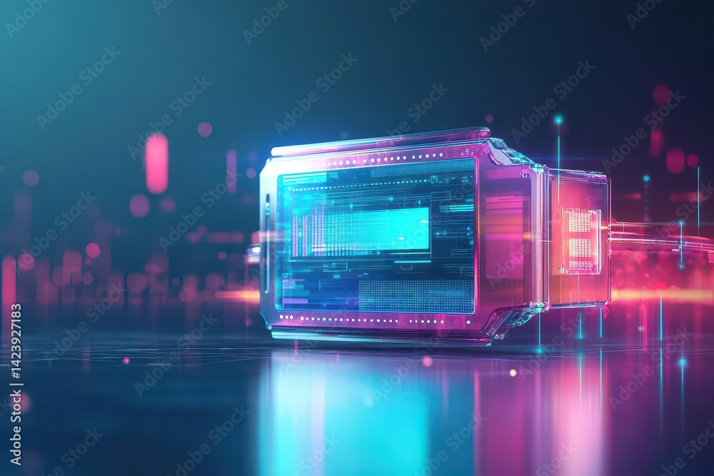 Aufkleber vibrant computer display with blue and pink background creating a dynamic and modern atmosphere perf