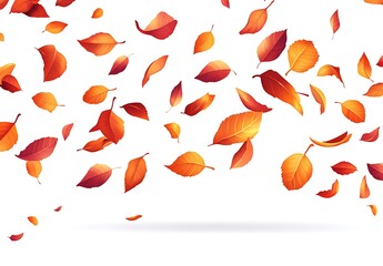 Autumn leaves frame on a white background
