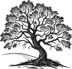 Royal Oak tree silhouette vector illustration