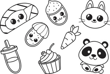 Cute Design Elements for Creative Projects. Adorable Clipart Collection for Designers. Fun and Cute Illustrations for Artwork. Kawaii Style Graphics for Crafting