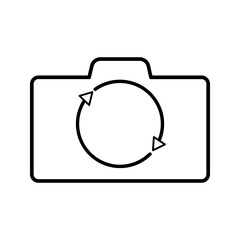 Black single rotate camera mode line icon, simple Switch from front to back flat design pictogram vector for app ads web banner button ui ux interface elements isolated on white background