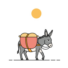 Donkey carrying load: Hardworking animal in traditional rural lifestyle