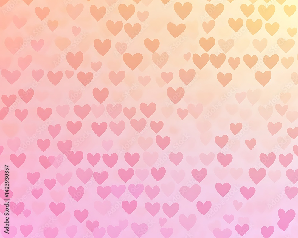 Poster a gradient background features many translucent heart shapes of different colors