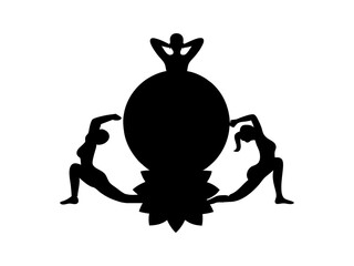 Silhouette whit people Practicing a Yoga Stretch, International Yoga Day silhouette of a person in a yoga pose, A simple, black silhouette of a person performing a yoga pose, likely Parivrtta Parsvako