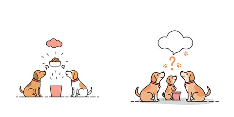 Fototapeta premium Dogs begging for food: Playful pets seeking treats with adorable expressions