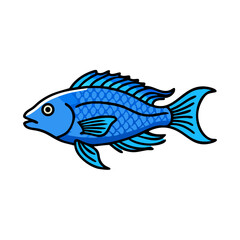 electric blue ram fish icon, electric blue ram fish vector illustration-simple illustration of electric blue ram fish, perfect for electric blue ram fish logos and icons