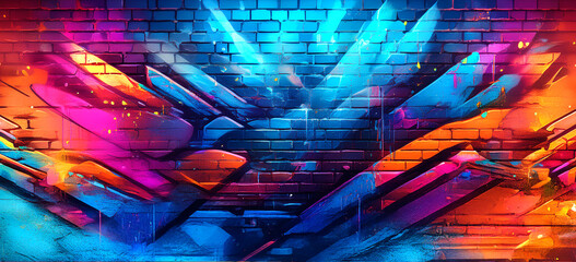 Abstract art painting graffiti on brick wall art paint background with texture design.