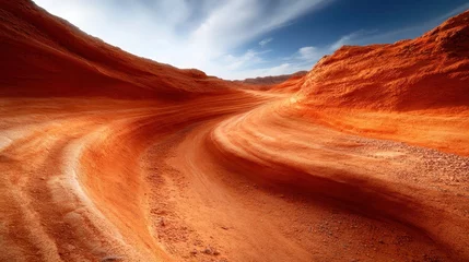 Gardinen A breathtaking desert landscape with dramatic curvy orange rock formations under a bright sky showcases nature's artistry, symbolizing adventure and exploration in the great outdoors. ©  Shomixer