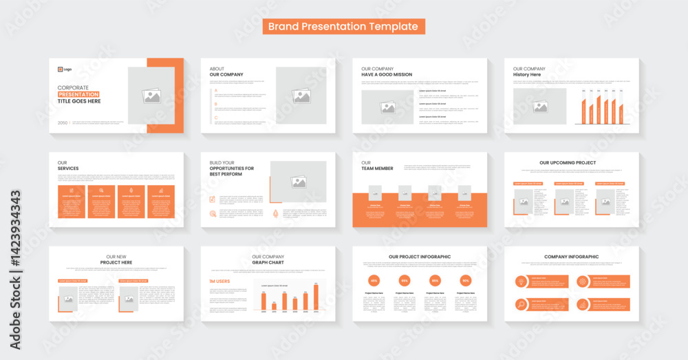 Wall mural powerpoint presentation slides template design. minimal presentation layout for modern keynote prese