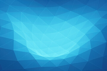 Obraz premium A captivating polygonal surface gently folds inward showcasing a gradient blue tone illuminated by structured light that creates mesmerizing contours perfect for business strategy visuals