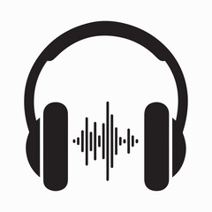 Headphones with Sound Wave Icon