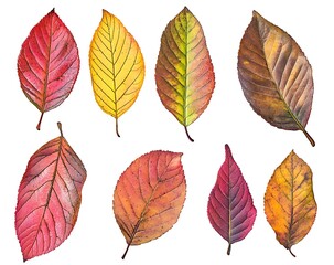 Fototapeta premium Set of autumn leaves isolated on a white background