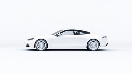 Fototapeta premium Sleek white sports car isolated against a clean, bright background.