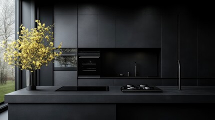 Modern Dark Kitchen with Elegant Accents