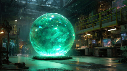 Fototapeta premium Massive Energy Sphere in Futuristic Research Facility