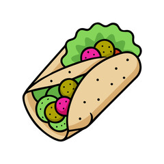 falafel wrap icon, falafel wrap vector illustration-simple illustration of falafel wrap, perfect for falafel wrap logos and icons