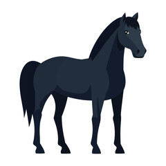 Obraz premium Black silhouette of a lying horse isolated on white background. Mustang illustration in minimalist style. Ideal for concept designs, prints, logos, templates, pictogram.