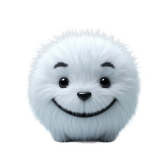 Obraz premium Fluffy white ball smiling happy cute adorable kawaii toy png