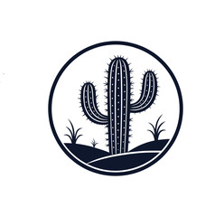 cactus silhouette logo vector line art logo design