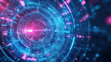 Fototapeta premium Vibrant Blue and Pink Abstract Background Featuring Circular Shape Evoking Feelings of Creativity Energy and Modern Artistic Expression in Digital Art