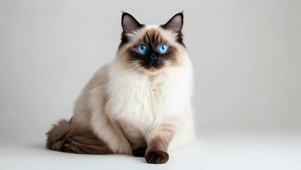 Cat with Blue Eyes Sitting