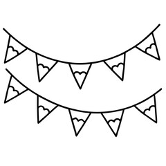 Elegant Heart Garland Line Drawing