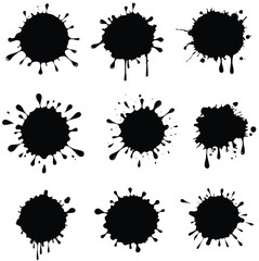 Black Grunge Ink Splash Silhouette Vector Bundle