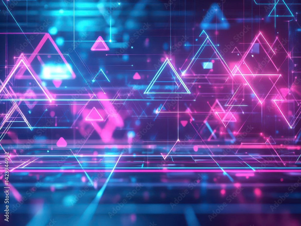 Poster captivating abstract background featuring glowing lines and triangles in dynamic colors creating a f