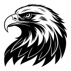 Obraz premium Powerful Eagle Head Silhouette Design for Logos or Tattoos