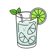 gin and tonic with lime icon, gin and tonic with lime vector illustration-simple illustration of gin and tonic with lime, perfect for gin and tonic with lime logos and icons