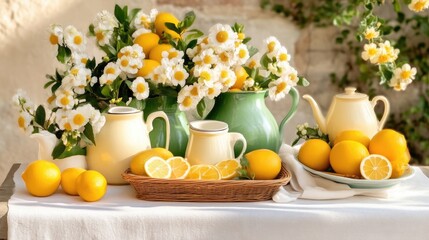 Fresh Lemon and Flower Still Life