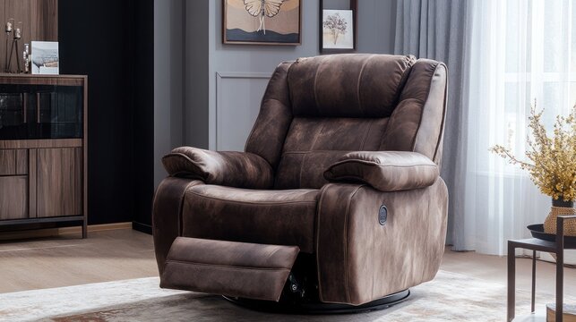 Relaxing Brown Recliner Chair in Modern Living Room