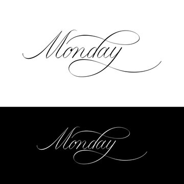 Monday Calligraphy flourished Simple Black and White