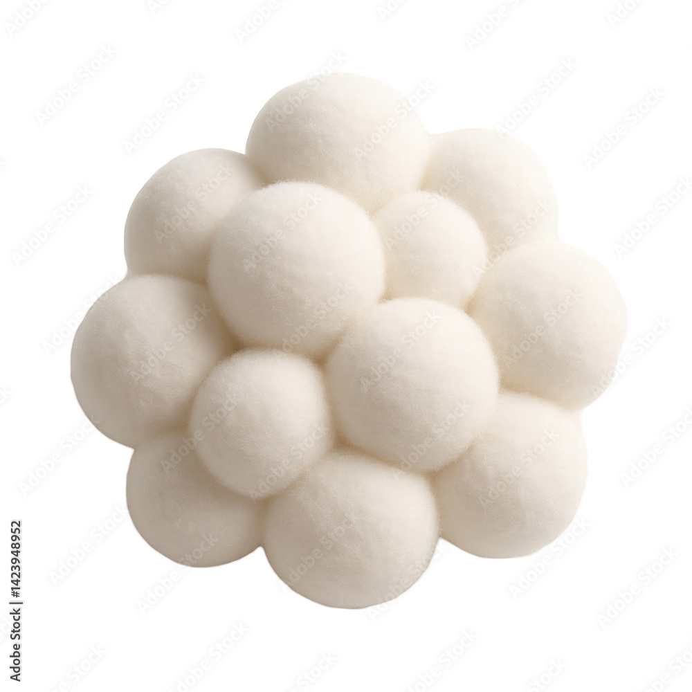 Poster a close-up view of a white geometric cluster composed of spherical forms, ethereal and soft, set aga