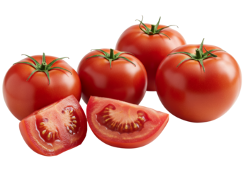 Fresh Red Tomatoes with One Sliced, Showing Juicy Interior