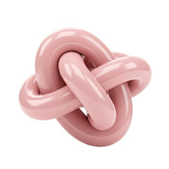 A Close-up View of a Glossy Pink Sculpture Representing a Decorative Knot, Set Against a Black Background, Showcasing Modern Abstract Art and Design Elements