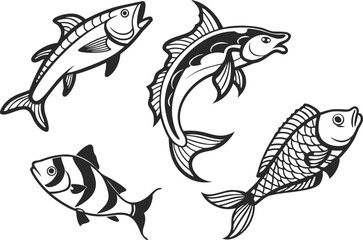 Fish Illustration Set for Creative Projects. Colorful Fish Collection for Designers. Hand Drawn Fish Pack for Artwork. Marine Fish Designs for Prints and Crafts. Ocean Fish Graphics for Digital Use