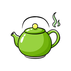 green tea pot icon, green tea pot vector illustration-simple illustration of green tea pot, perfect for green tea pot logos and icons