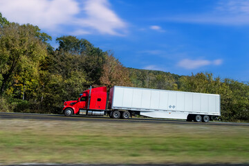 Semi Truck on Highway, Trucking in USA	