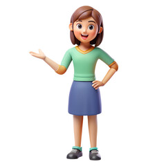 3D Young Girl Giving a Talk – Cute Speaker Illustration