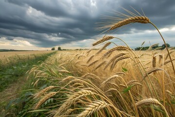 Photo of wheat spikelets in field