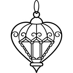 Elegant Heart Lantern Outline