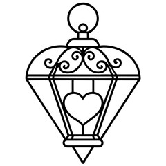 Elegant Heart Lantern Outline