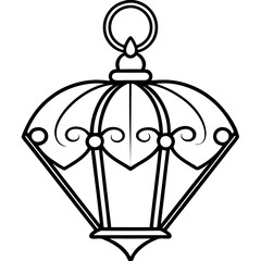 Elegant Heart Lantern Outline