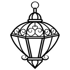 Elegant Heart Lantern Outline
